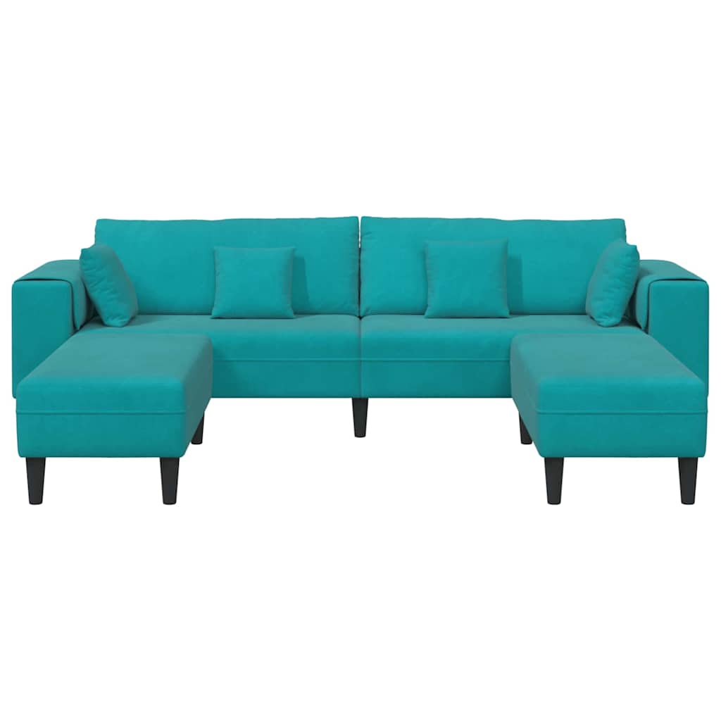 Velvet Sofa with Cushion 3 pcs Turquoise 208 cm Velvet